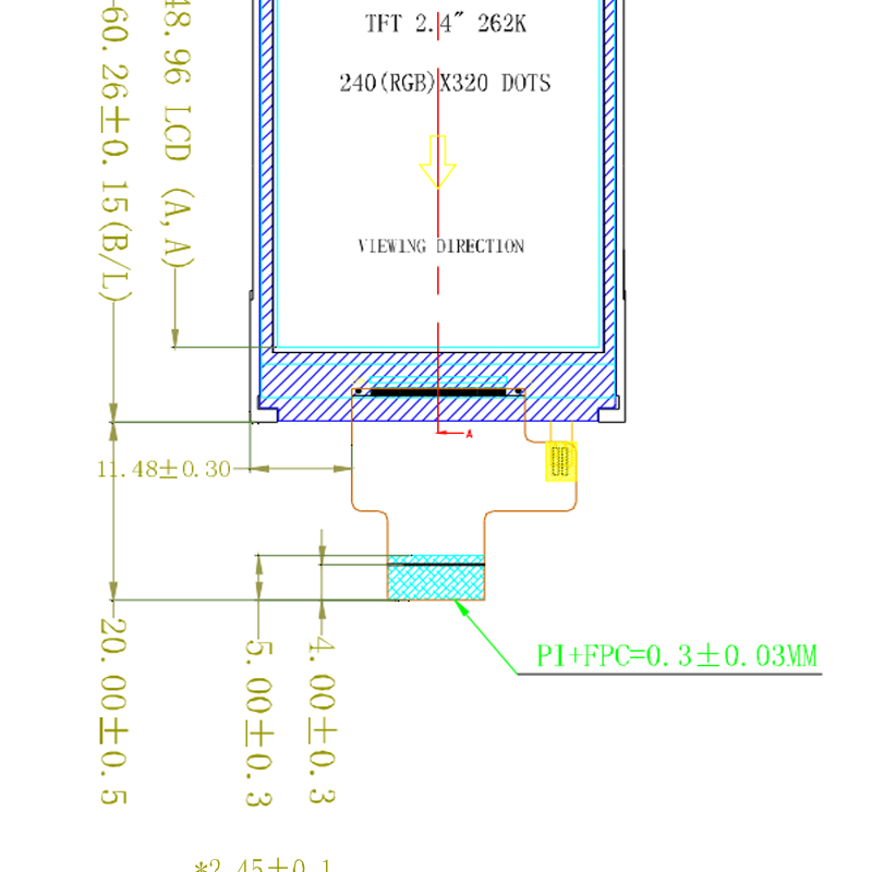 2.4寸液晶屏模块分辨率240(RGB) * 320 引脚10pin