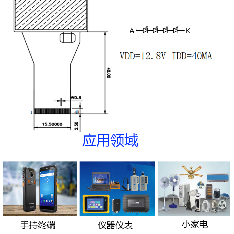 3.2寸手持终端液晶屏分辨率 320(RGB) * 820