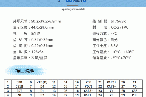 12864液晶屏显示模块 3.3V液晶