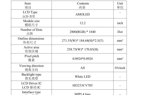 《霜降时节深圳宇锡在全国产平台点亮12.2寸高分辨率Amoled无孔全面屏》