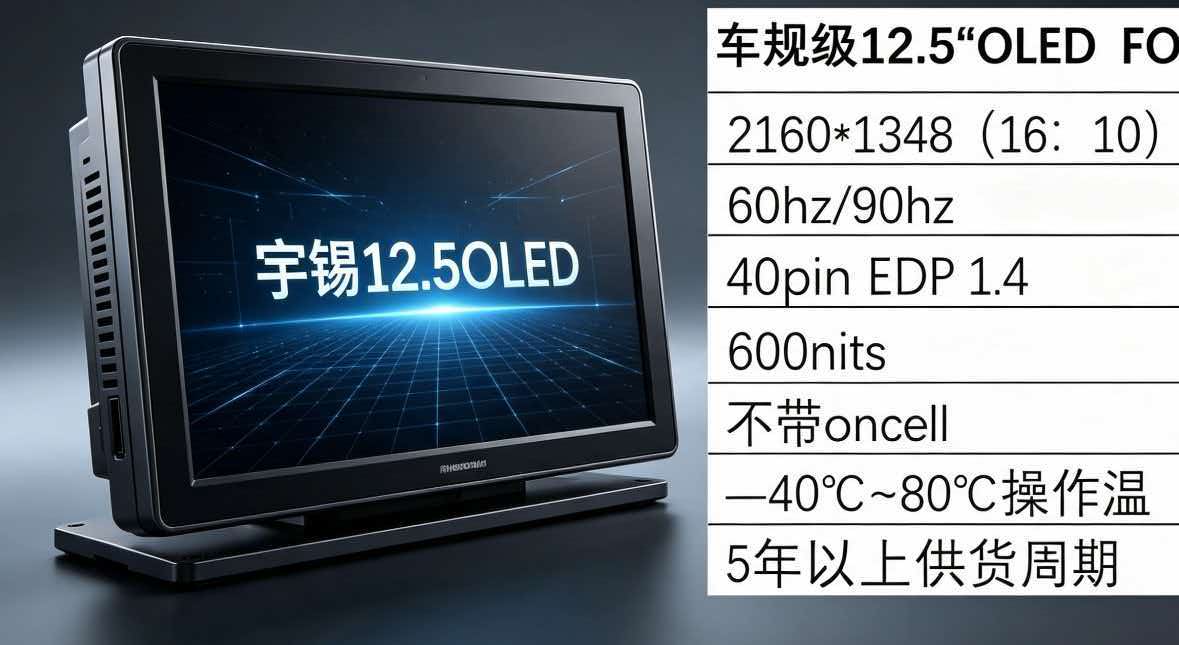 《深圳宇锡12.5寸Amoled 2160*1348(16:10)高分辨率-40℃工作模组行业出鞘》