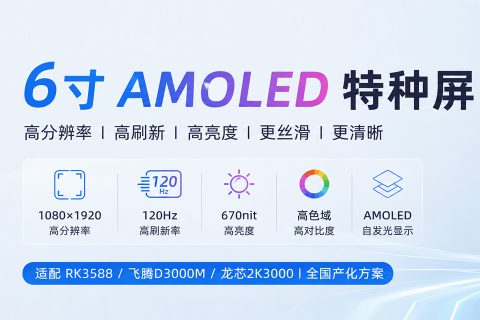 《深圳宇锡6寸Amoled1080*1920高分辨率120HZ高刷特种屏荡起涟漪》