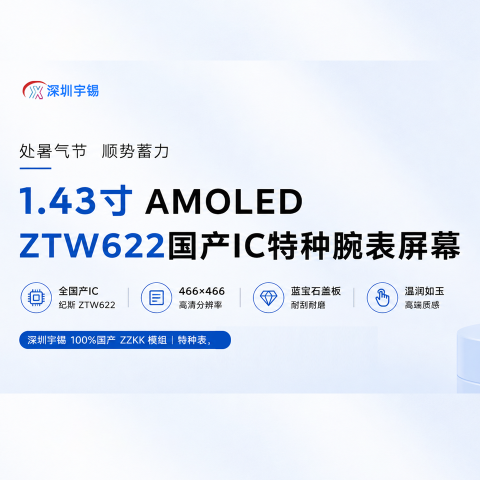 《处暑气节，深圳宇锡发布1.43寸Amoled  ZTW622国产IC特种腕表屏幕》